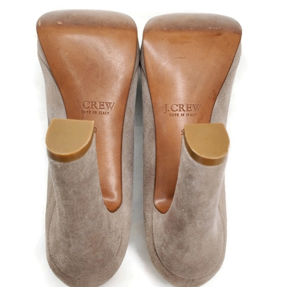 J. Crew Coddington Taupe Shimmer Suede Leather Platform Pumps Made in Italy - Picture 14 of 15